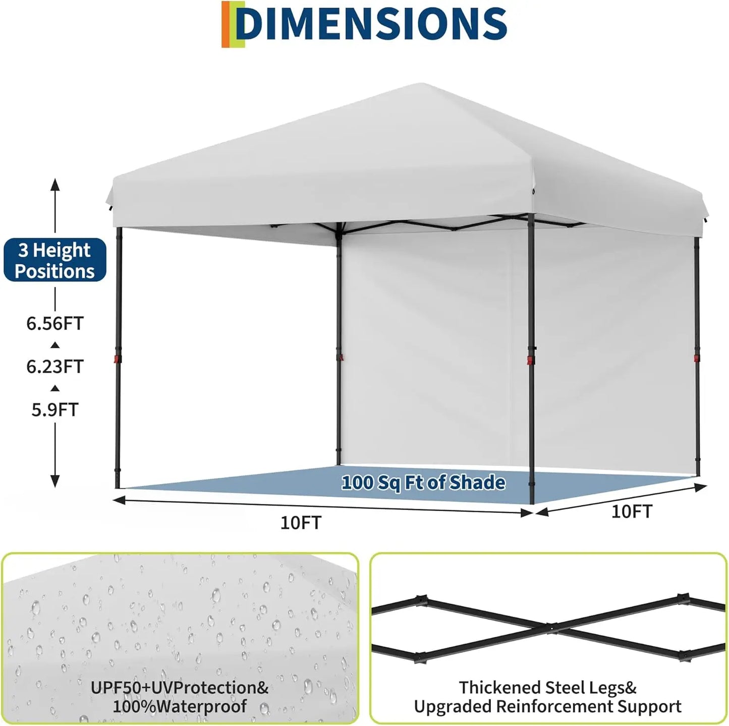 TWISTER Pop Up Canopy Tent With Removable Sidewall UPF 50