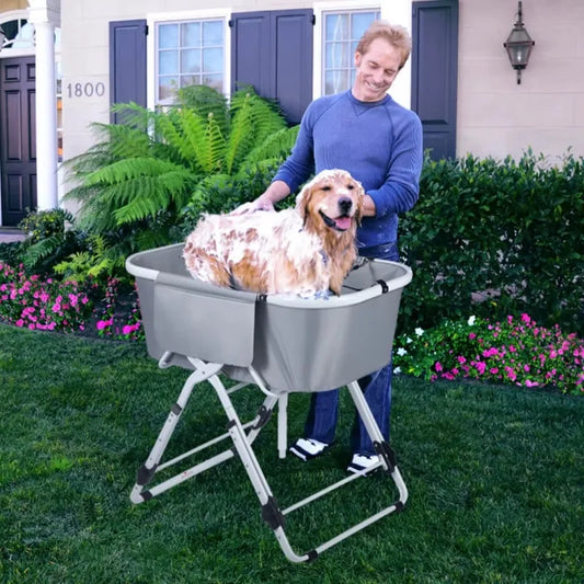 NONEDog Elevated Dog Bath Tubs Foldable Grooming Station