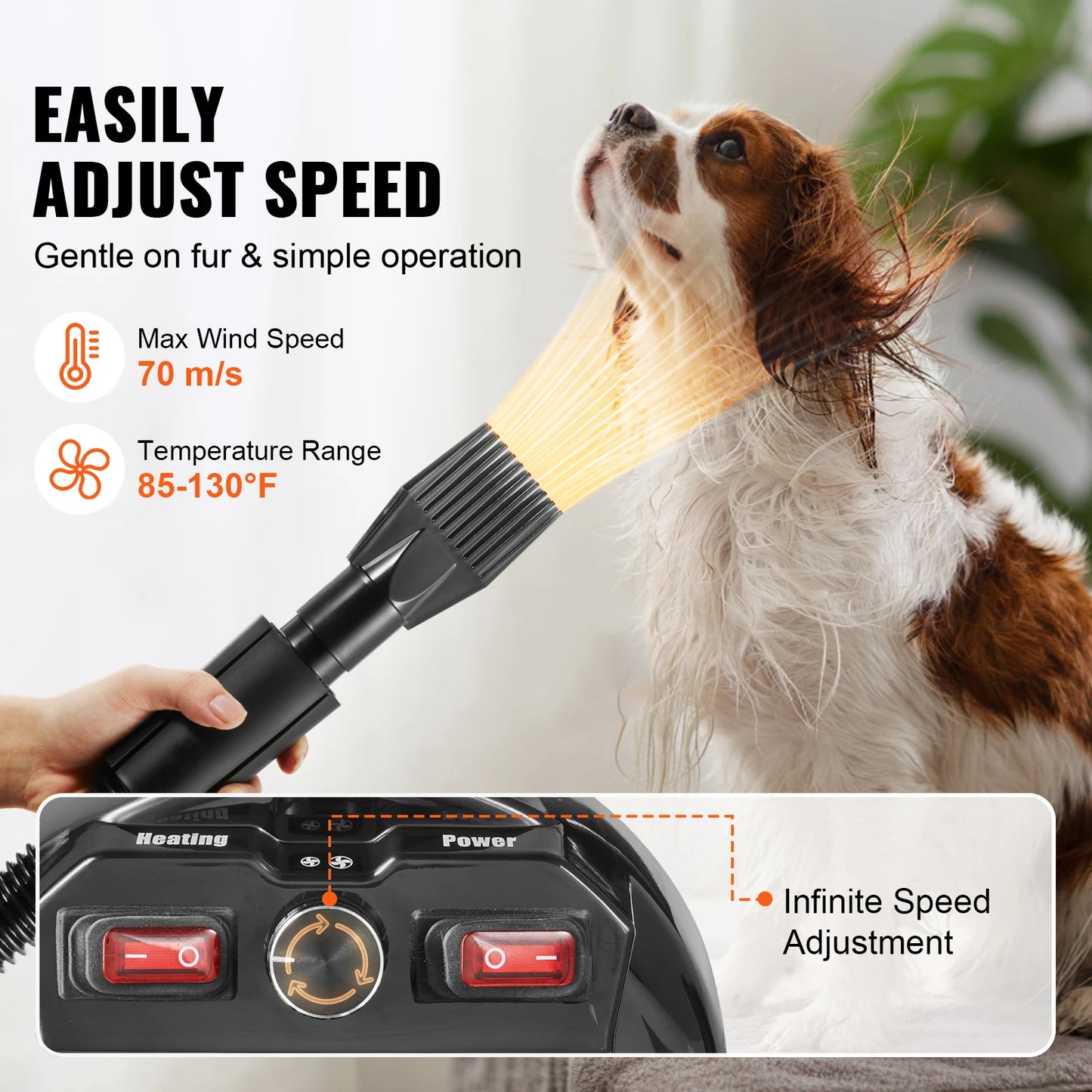SucceBuy 2000W Pet Grooming Blow Dryer With Adjustable Speed