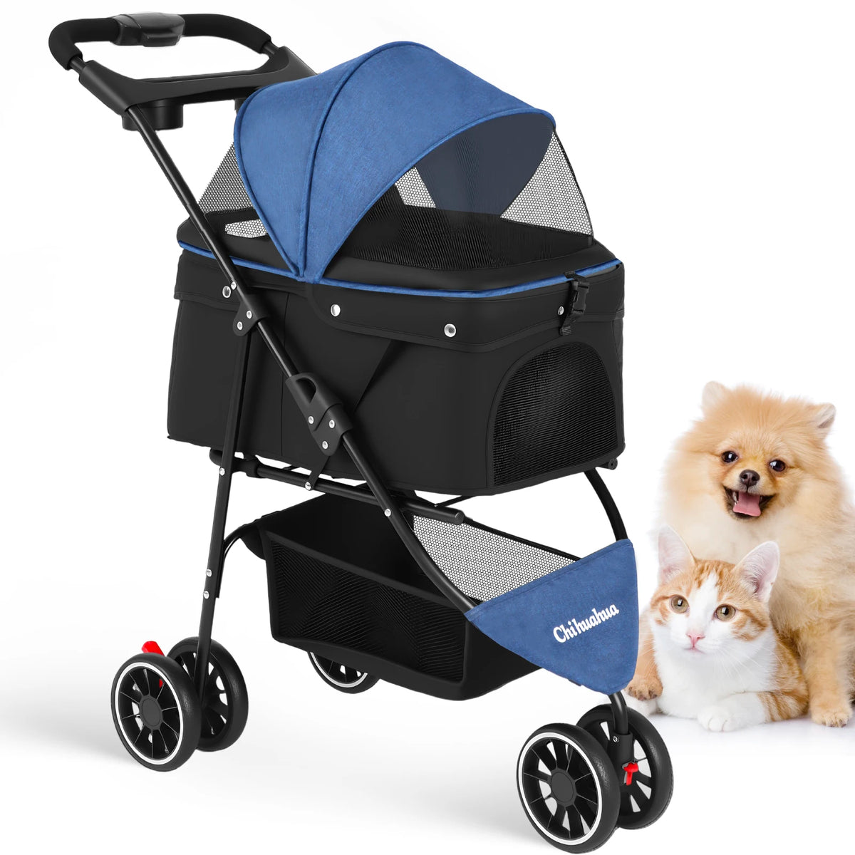 CHIHUAHUA Pet Stroller Foldable Carrier For Small Dogs And Cats