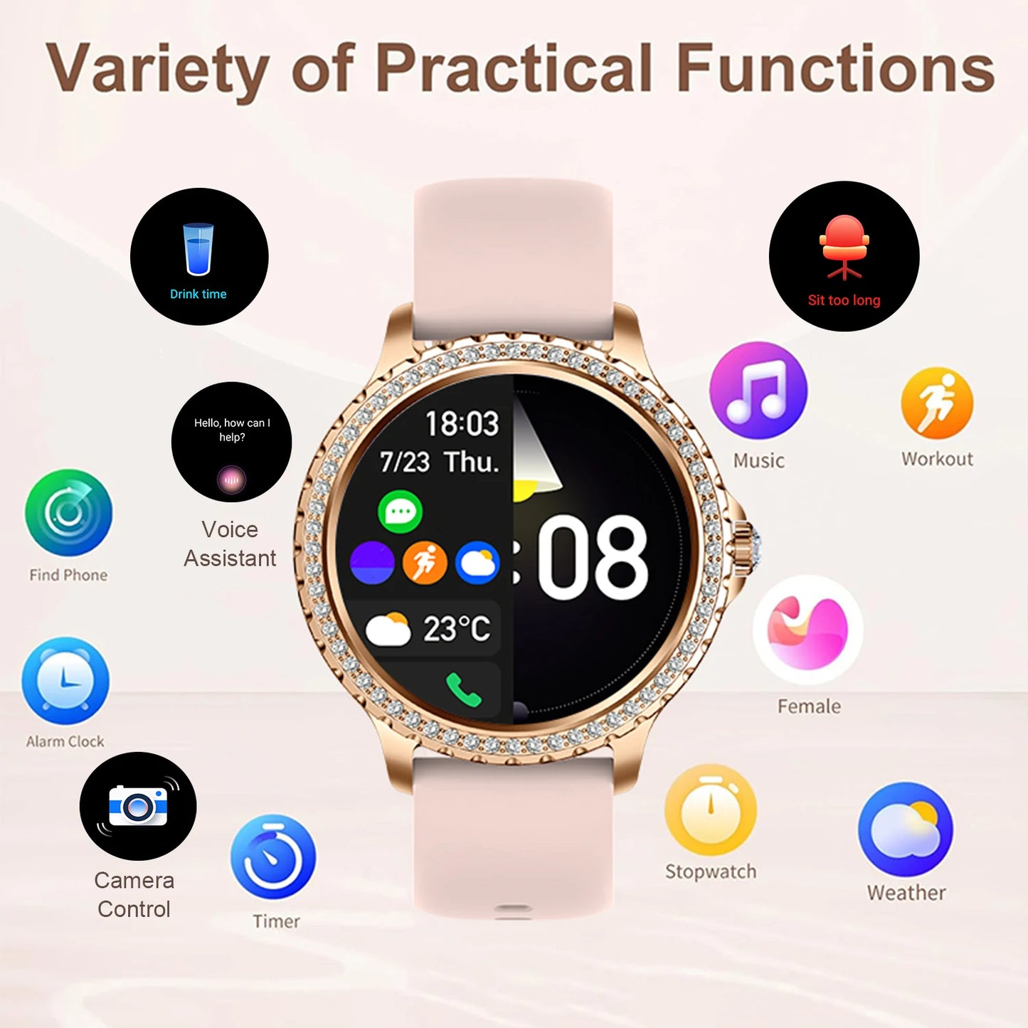 INNOFOVO Women's Smart Watch Touchscreen Fitness Tracker With Calls