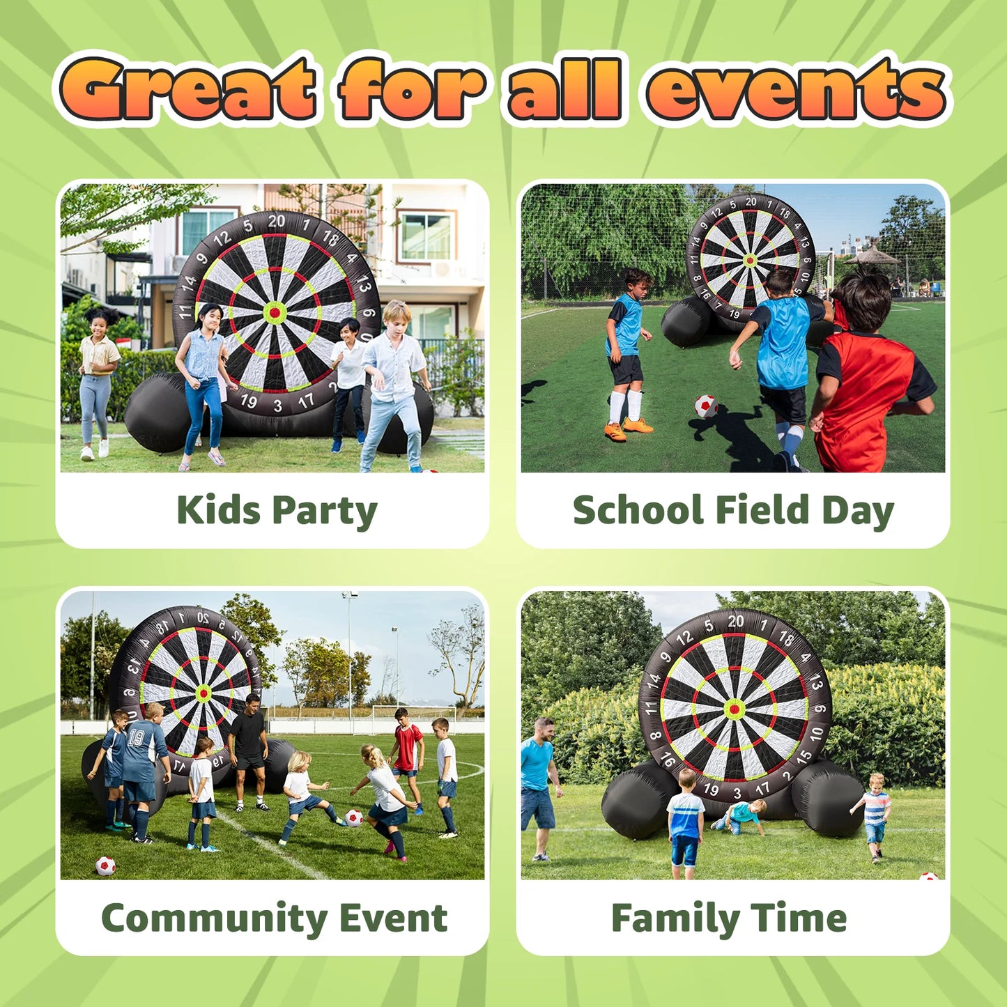 VANCEN Inflatable Giant Outdoor Soccer Darts Board With Balls