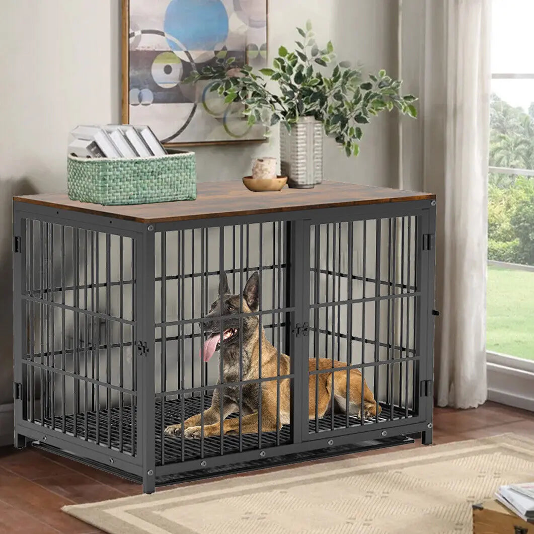 Furniture Style Dog Crate End Table With Removable Tray