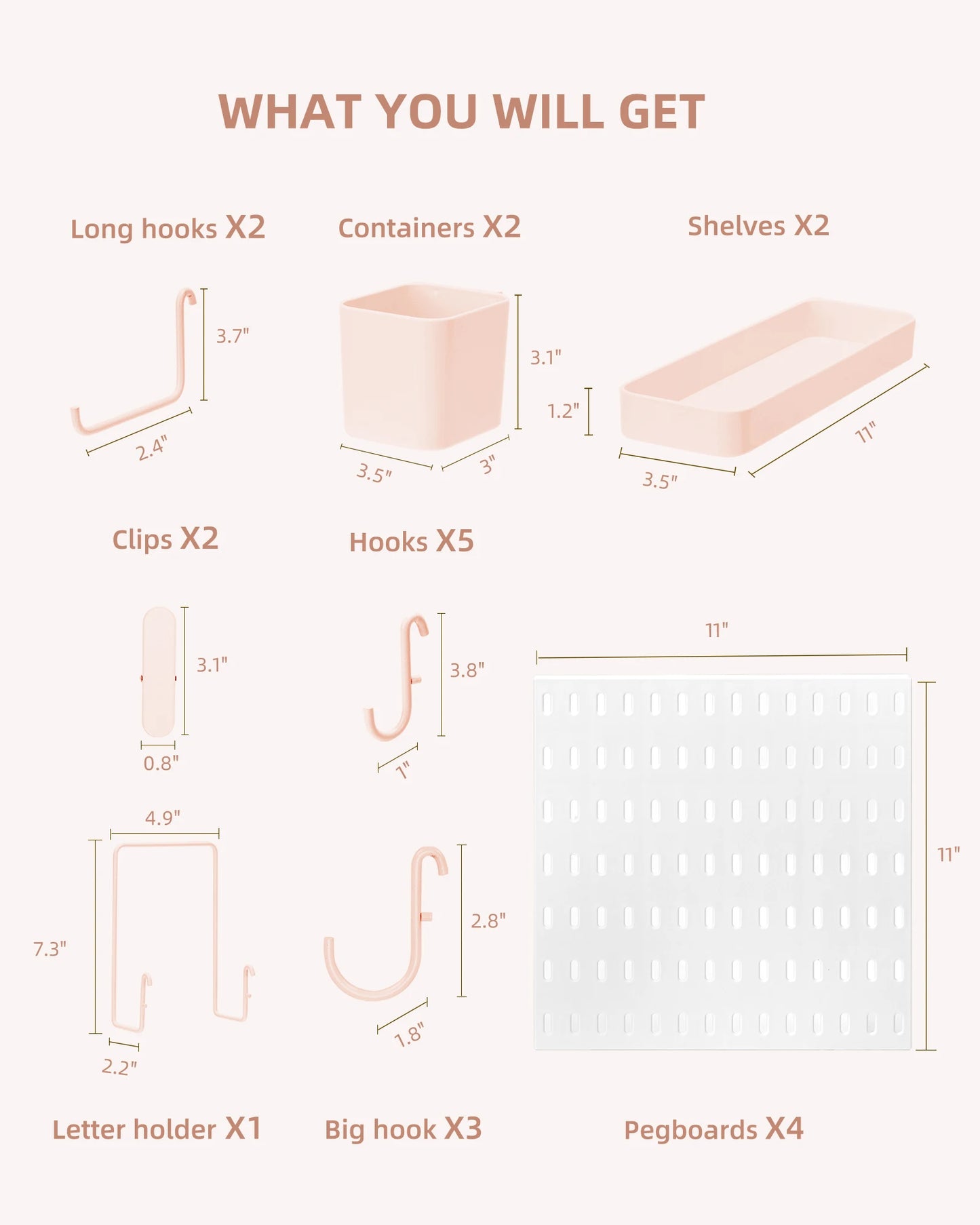 4-Piece Pegboard Storage Kit Easy to Assemble