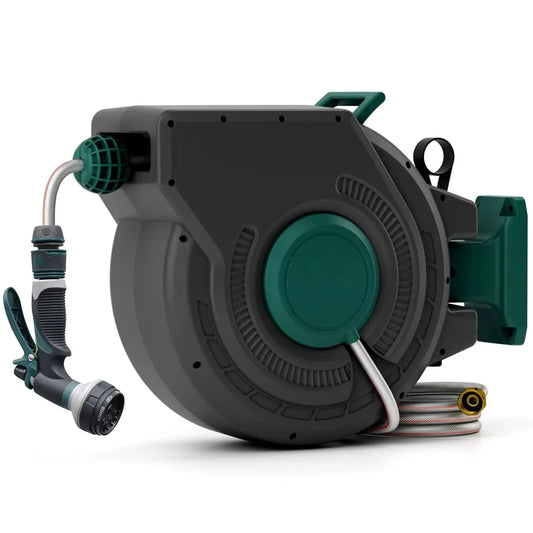 Retractable Garden Hose Reel With Slow Return, Wall Mount, Any Length Lock