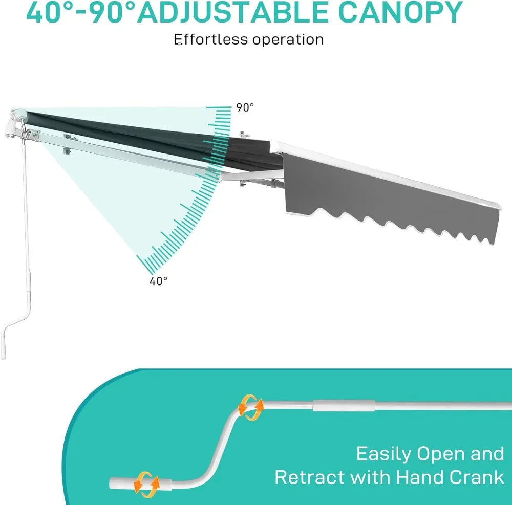 NONECN Retractable Patio Awning With Aluminum Frame And UV Protection