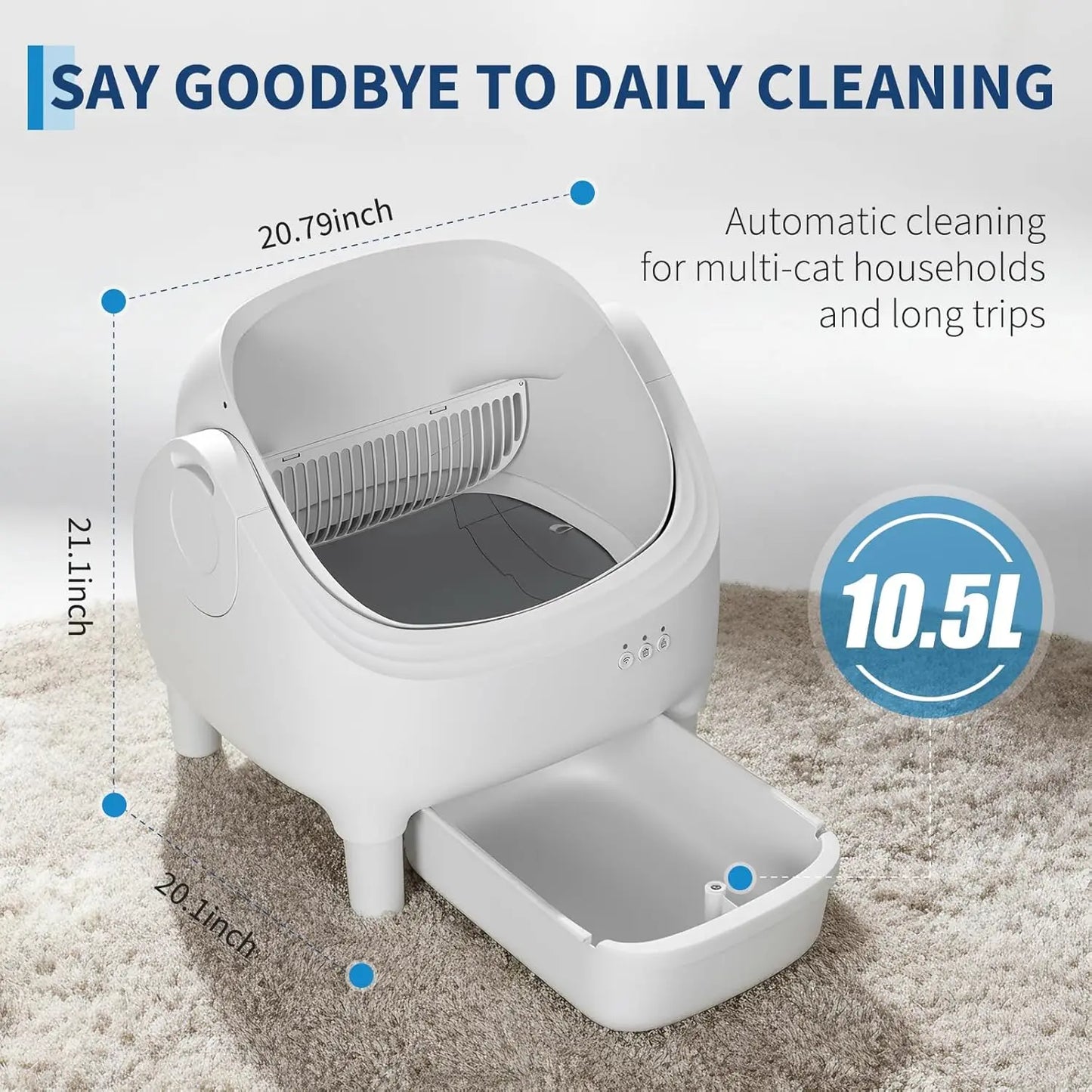 HiMISS App-Controlled Automatic Self-Cleaning Cat Litter Box Odor Control