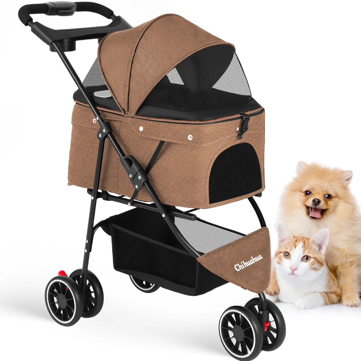 CHIHUAHUA Pet Stroller Foldable Carrier For Small Dogs And Cats