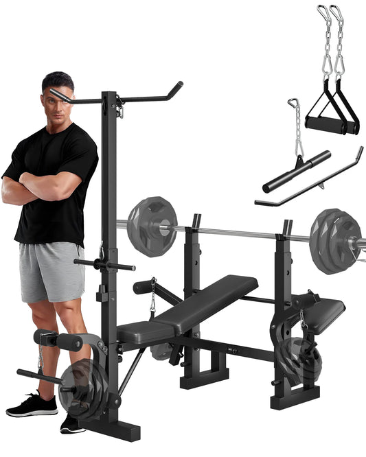 HiMISS 4-in-1 Weight Bench With Leg Developer Foldable