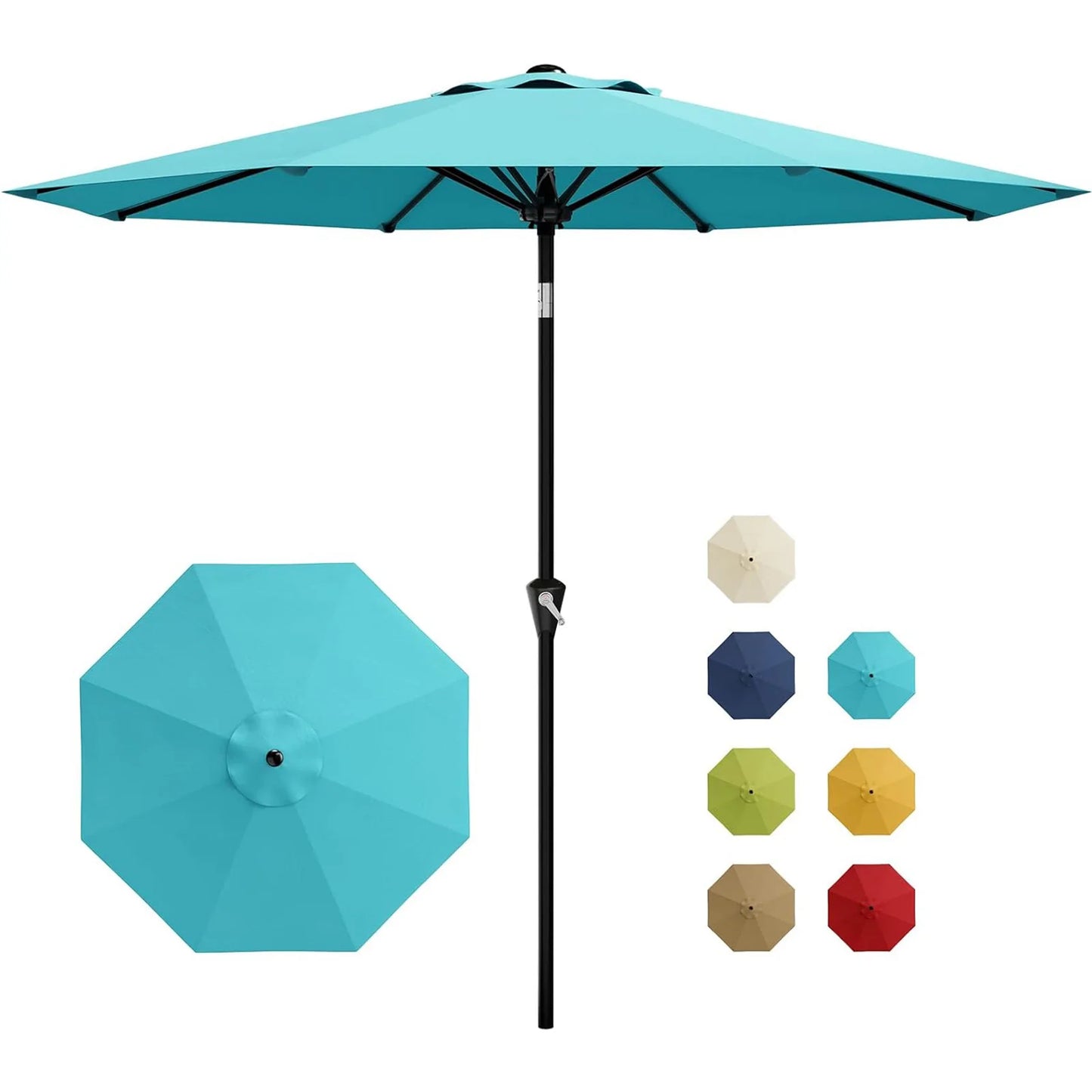 HiMISS Patio Umbrella With Crank Lift Tilt Sunshade Waterproof