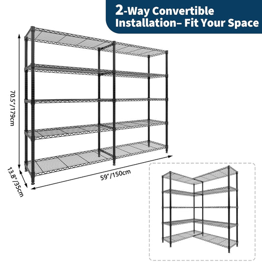 TWISTER.CK Heavy Duty 5-Tier Metal Storage Shelving Unit For Kitchen