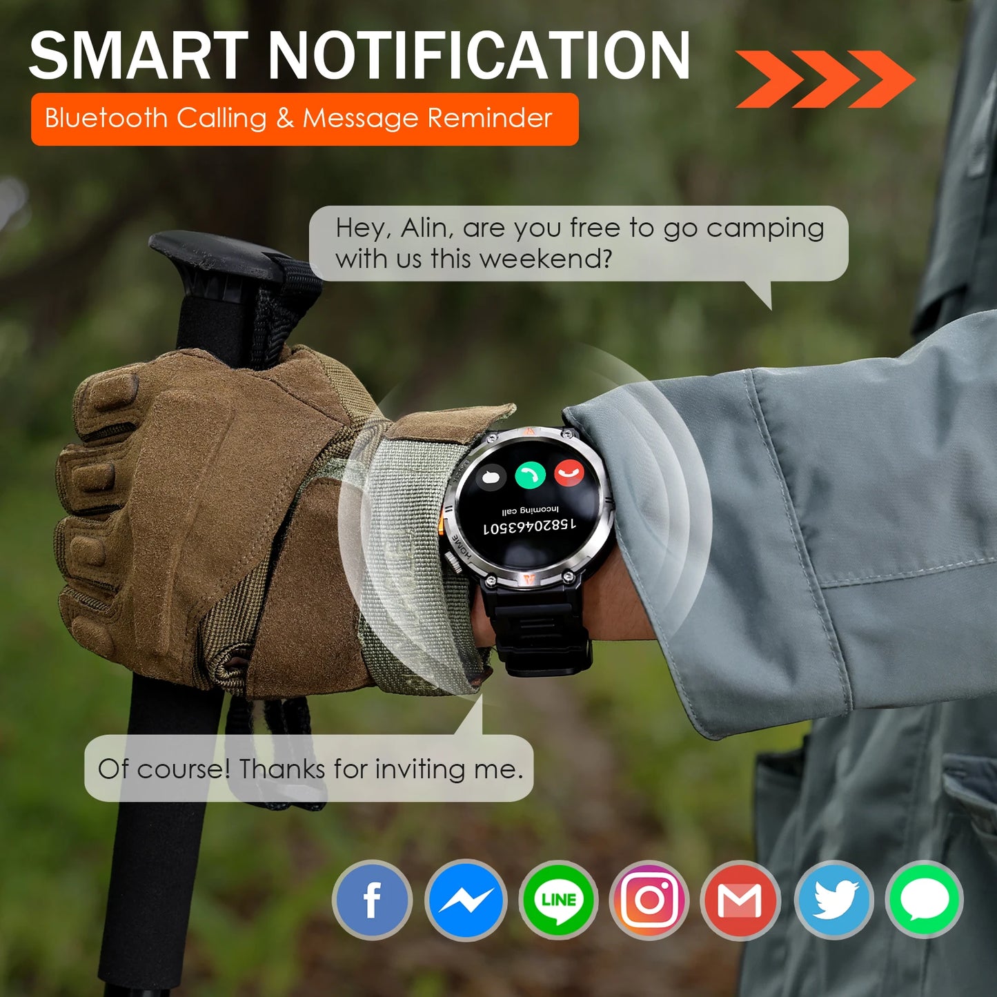 EIGIIS KE3 Smartwatch Men Bluetooth Call With Health Monitor
