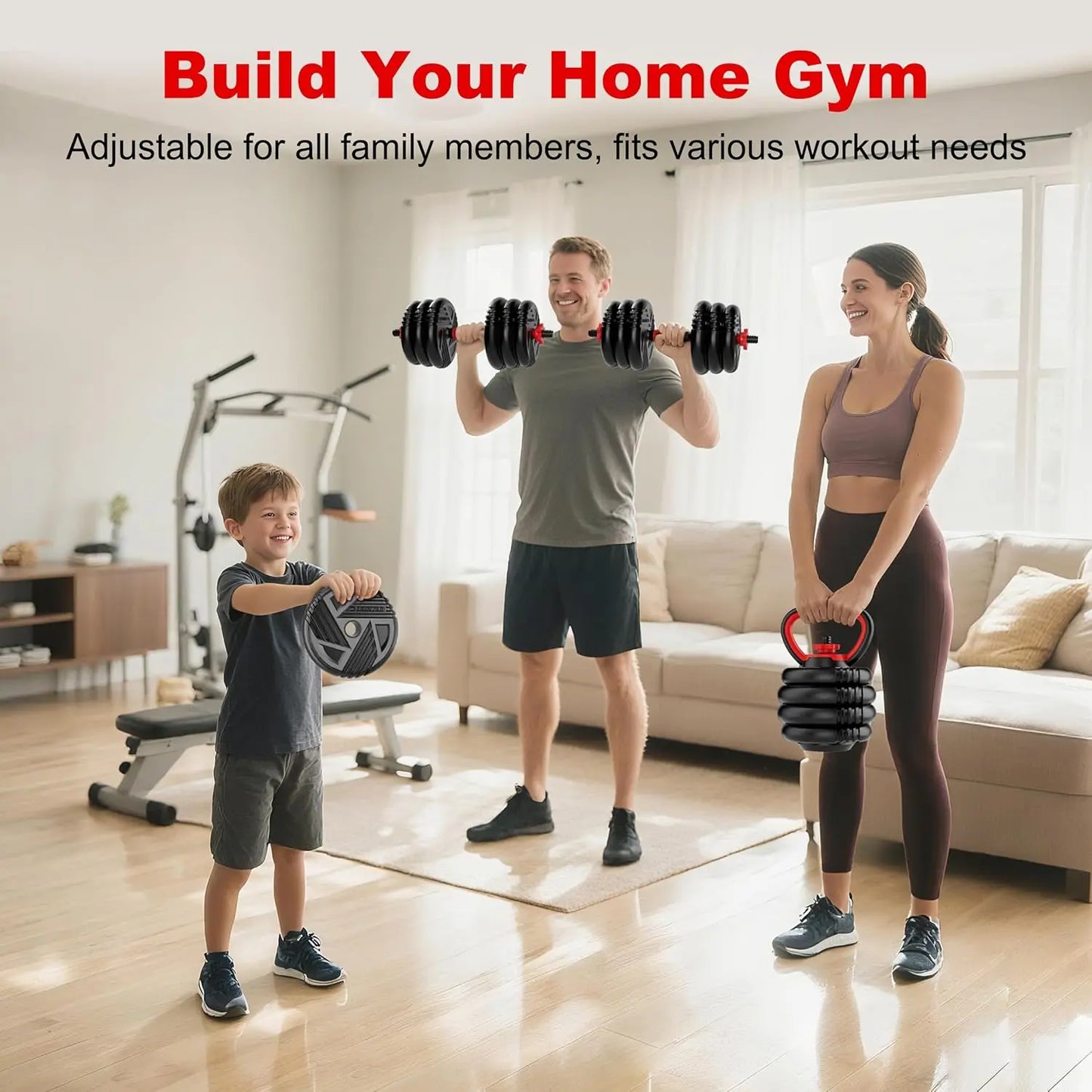 5-In-1 Adjustable Dumbbell Set Converts To Barbell And Kettlebell