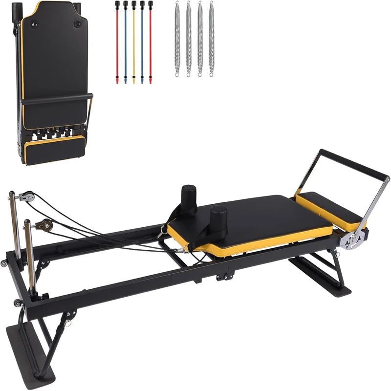 Pilates Reformer Machine Foldable And Adjustable For Home Gym Workouts