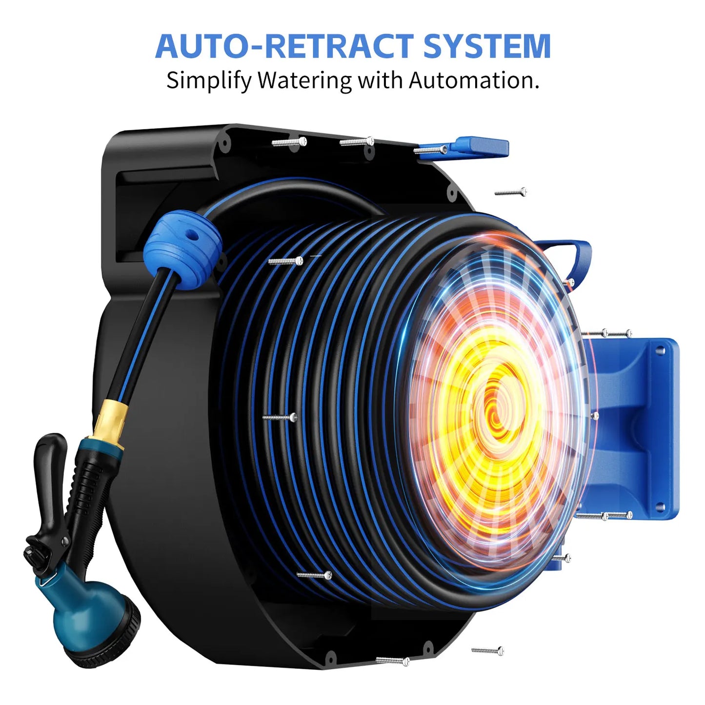GardenJoy Retractable Hose Reel Wall Mount With Auto Lock