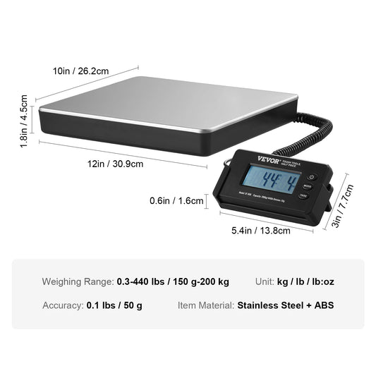 SucceBuy 440Lb Digital Shipping Scale With Timer Tare Function