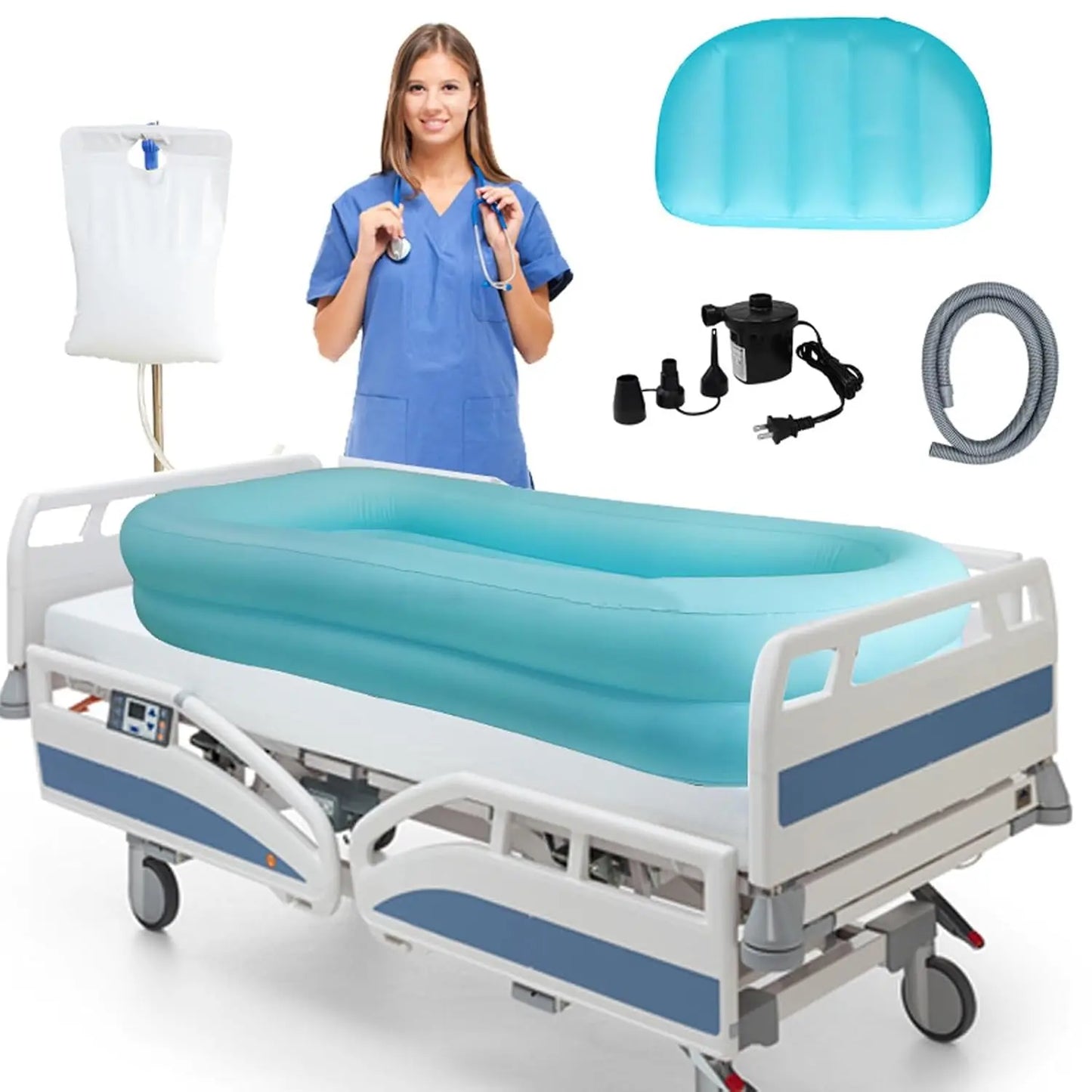 Portable Inflatable Bathtub Bed Bathing Kit With Electric Air Pump
