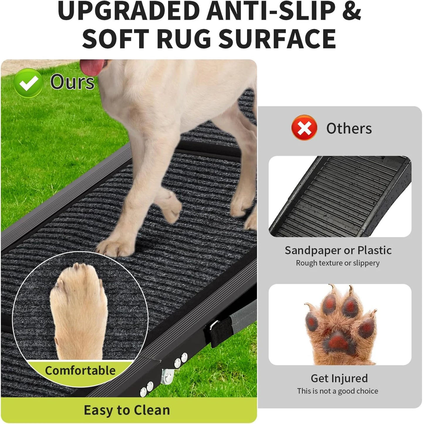 HiMISS Upgraded Folding Dog Ramp For Cars Non Slip Surface