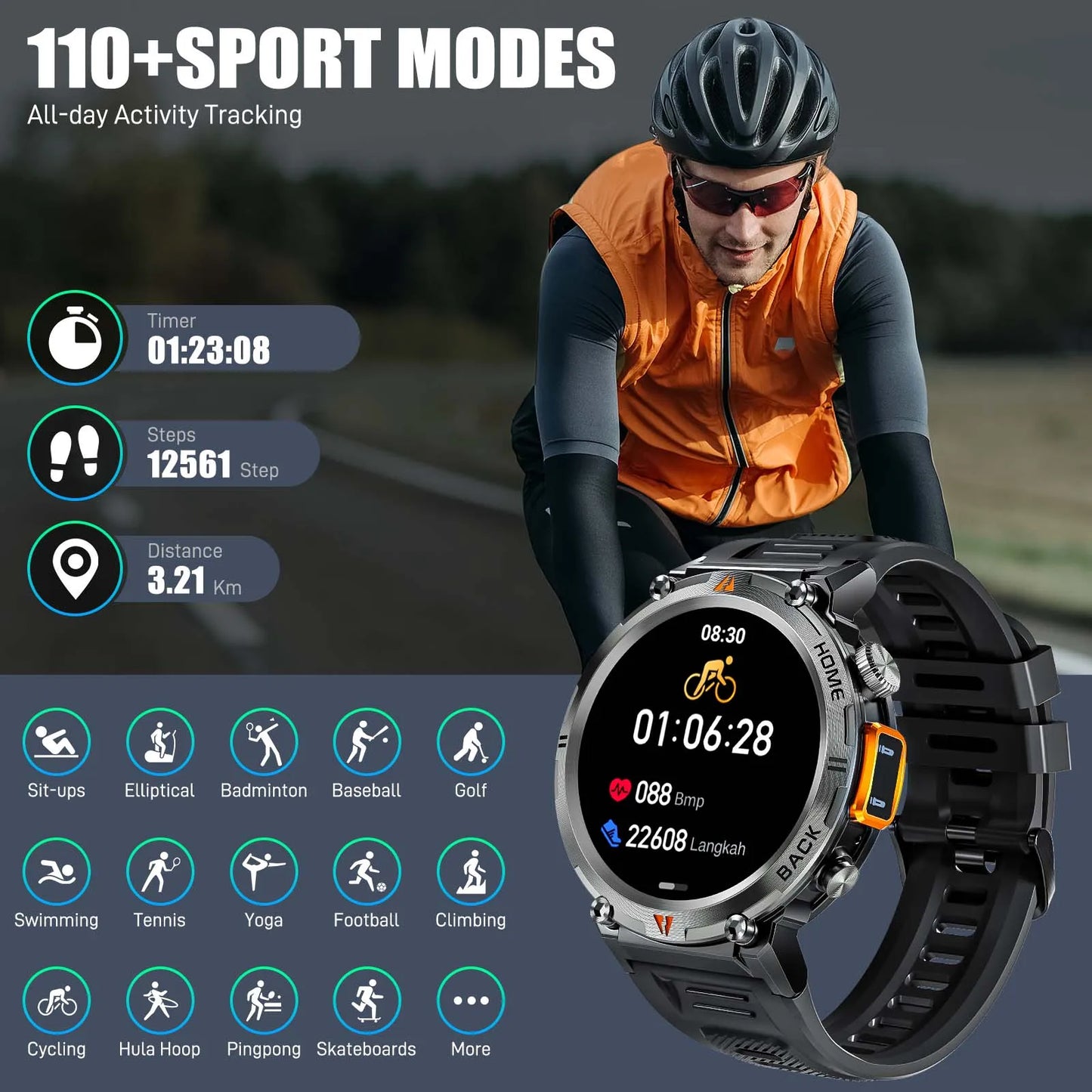 EIGIIS KE3 Smartwatch Men Bluetooth Call With Health Monitor