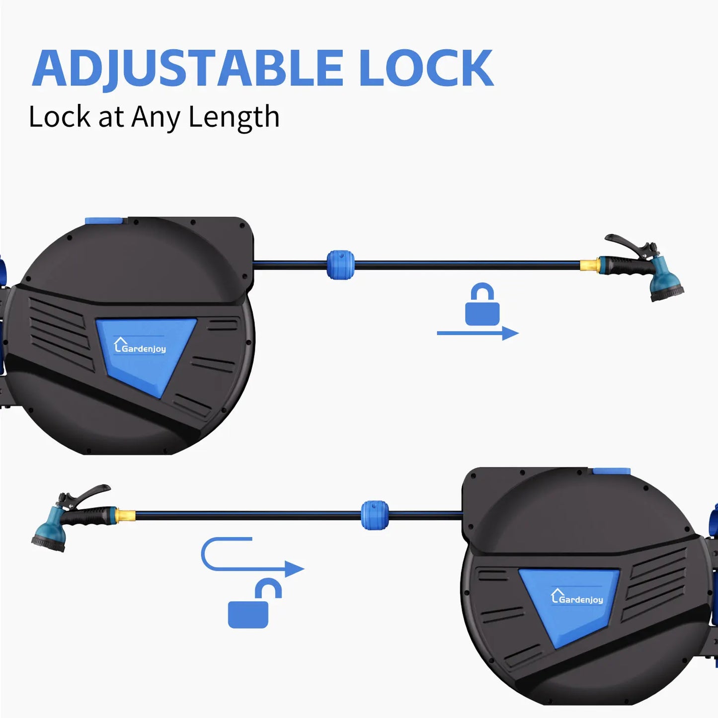 GardenJoy Retractable Hose Reel Wall Mount With Auto Lock