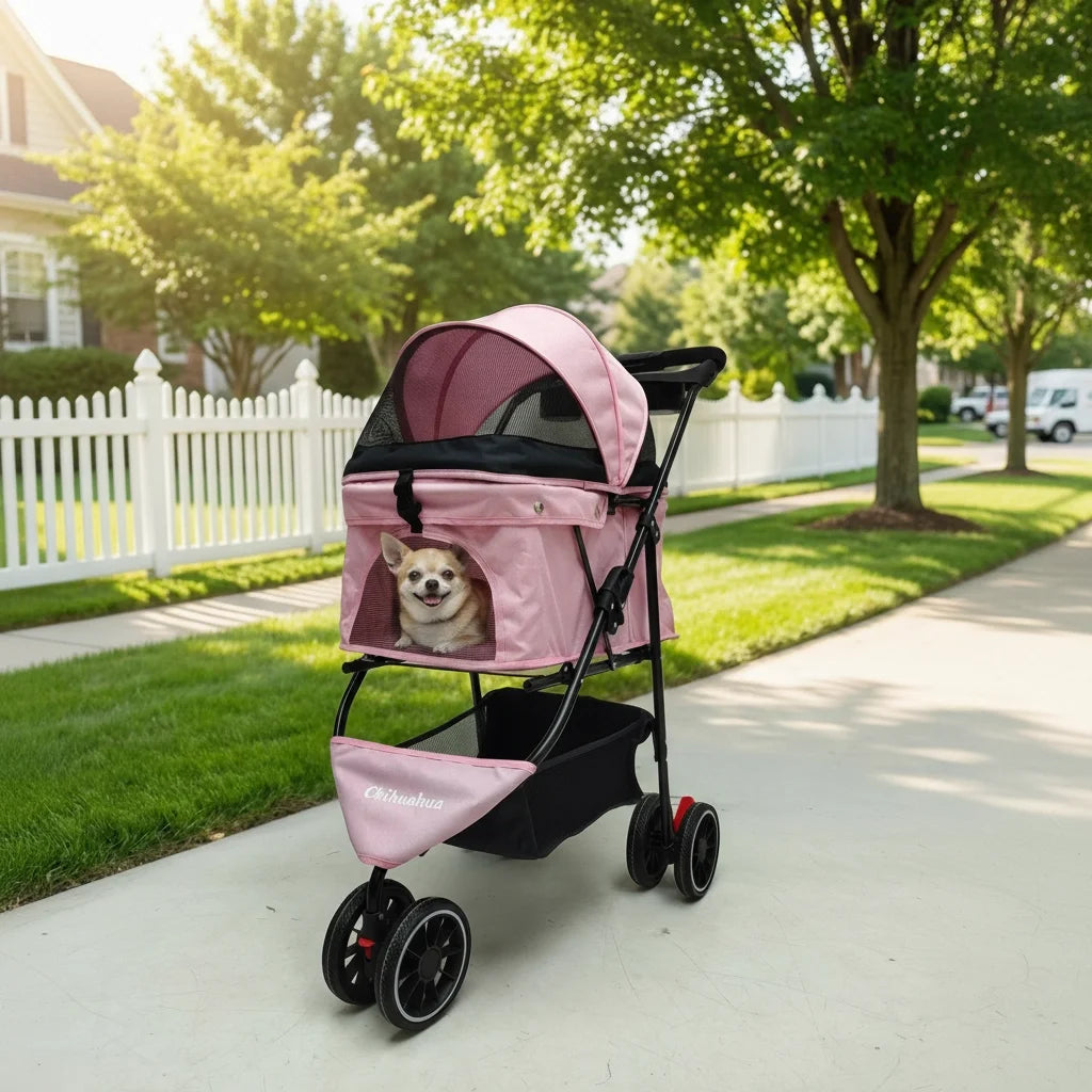 CHIHUAHUA Pet Stroller Foldable Carrier For Small Dogs And Cats