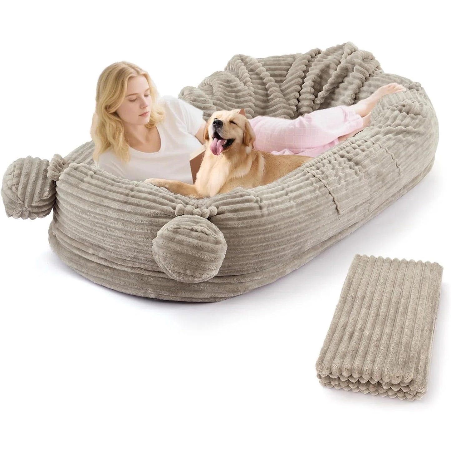 HiMISSCN Memory Foam Dog Bed With Removable Cover And Pockets