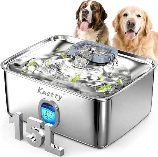 Stainless Steel Dog Water Fountain With Triple Filtration LED