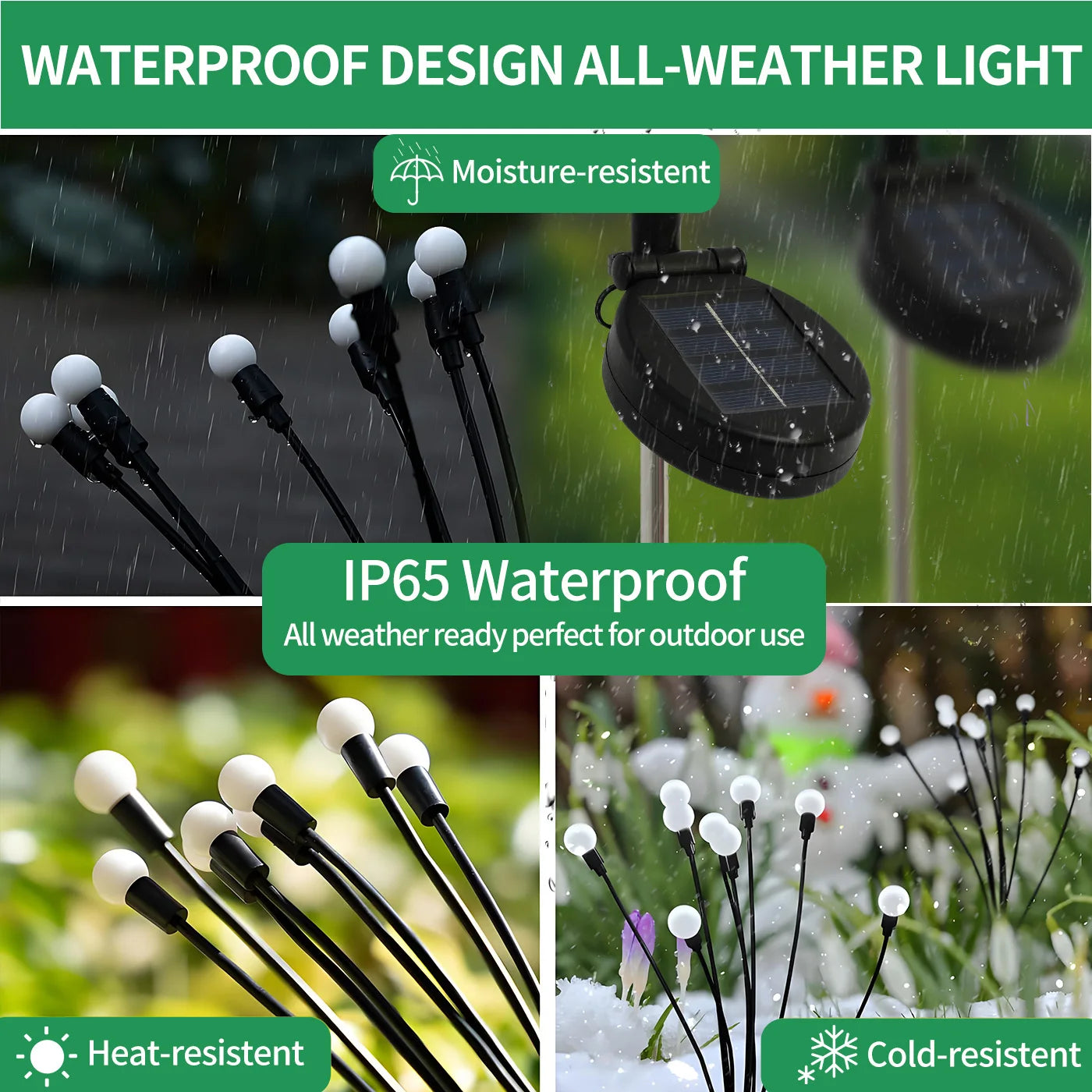 8 Head Solar Firefly Lights Outdoor Garden Pathway Waterproof