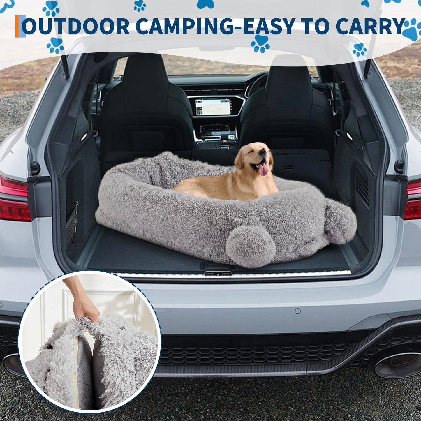 HiMISSCN Memory Foam Dog Bed With Removable Cover And Pockets