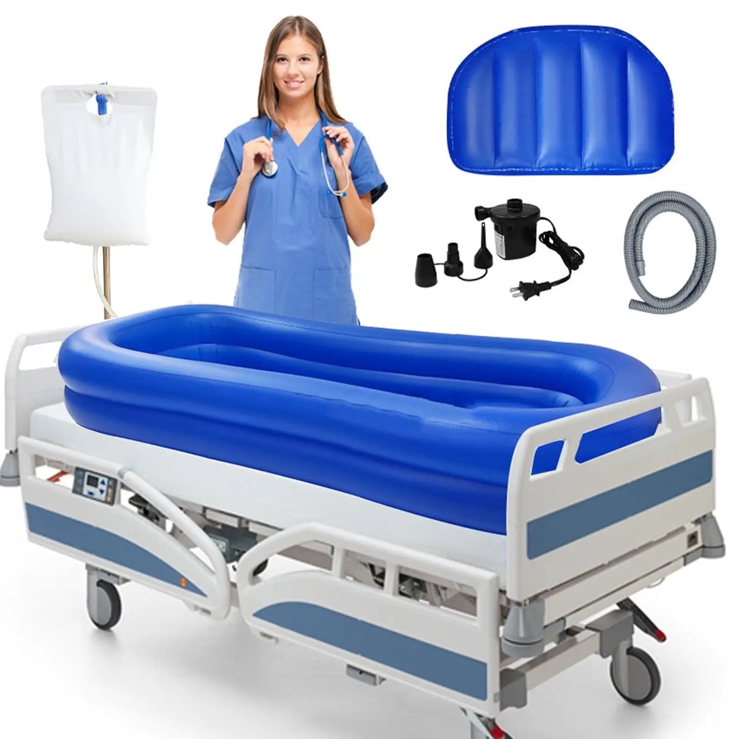 Portable Inflatable Bathtub Bed Bathing Kit With Electric Air Pump