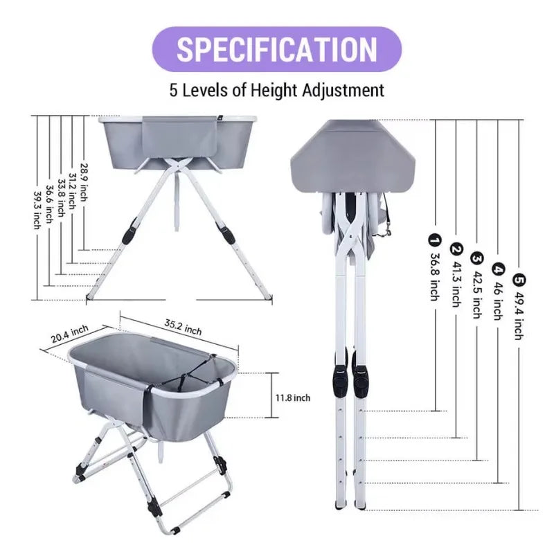 NONEDog Elevated Dog Bath Tubs Foldable Grooming Station