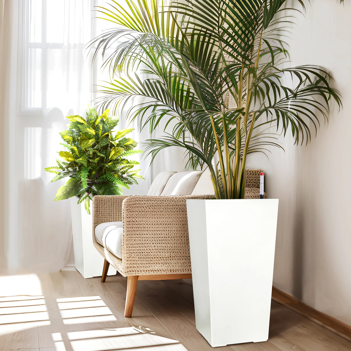 Two Pack Planters Outdoor Indoor Pots With Auto Watering