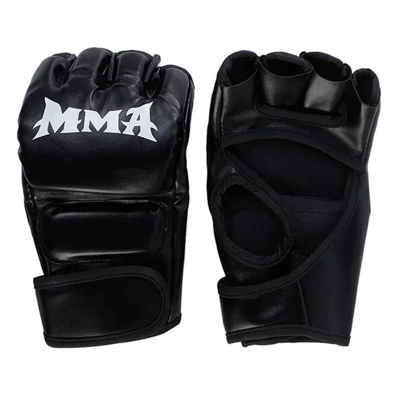 Leather Half Finger Boxing Training Gloves For Sanda UFC Practice