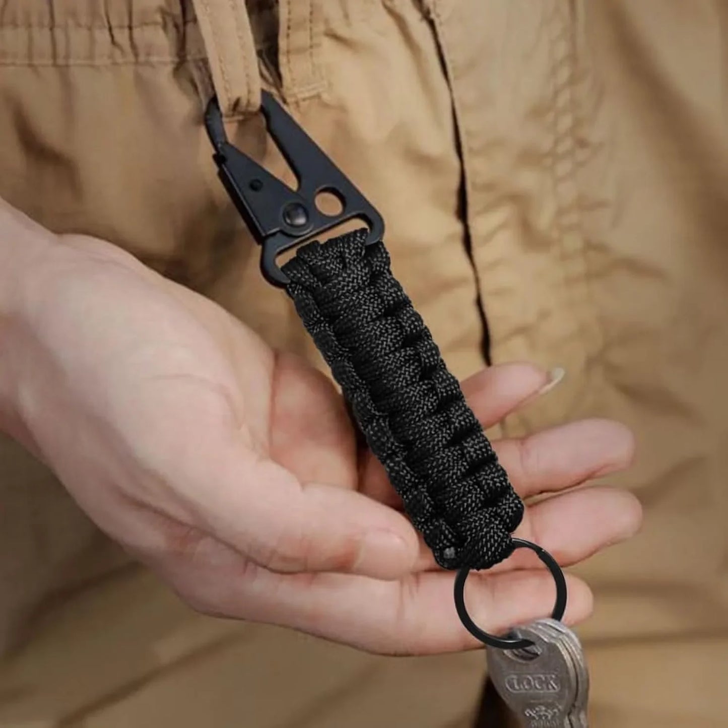 Paracord Keychain With Carabiner And Bottle Opener For Outdoors