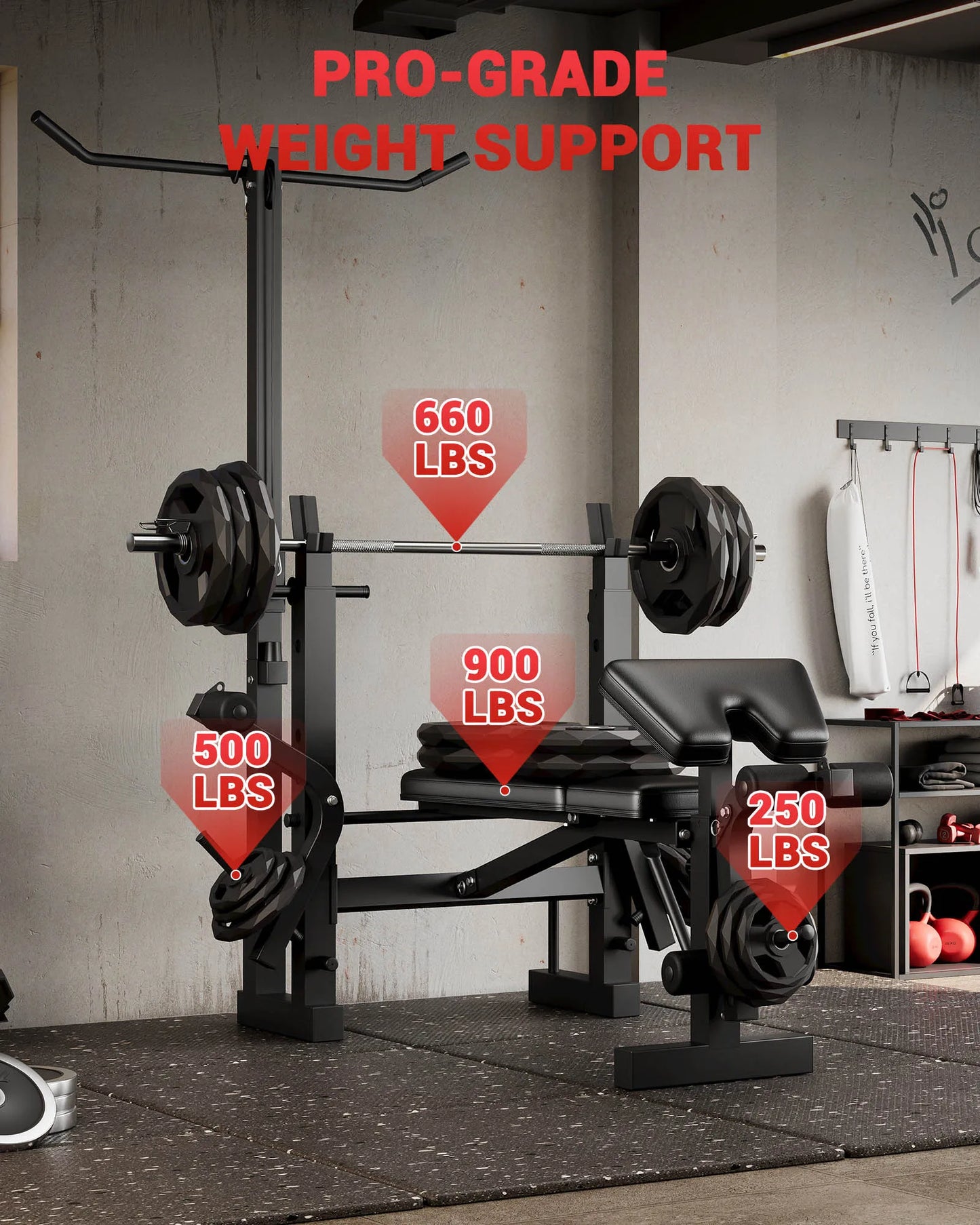 HiMISS 4-in-1 Weight Bench With Leg Developer Foldable
