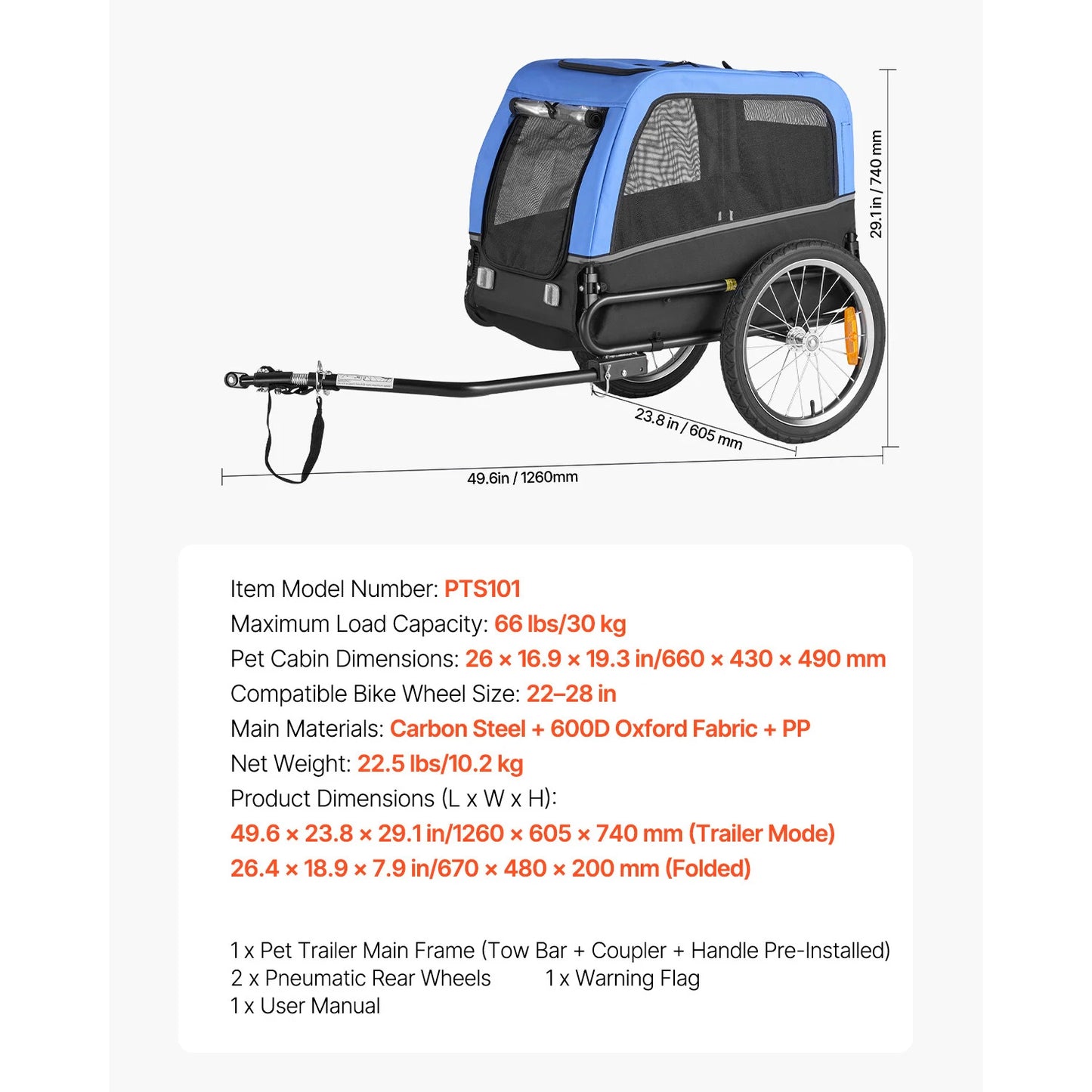 SucceBuy Folding Dog Trailer For Small And Medium Dogs