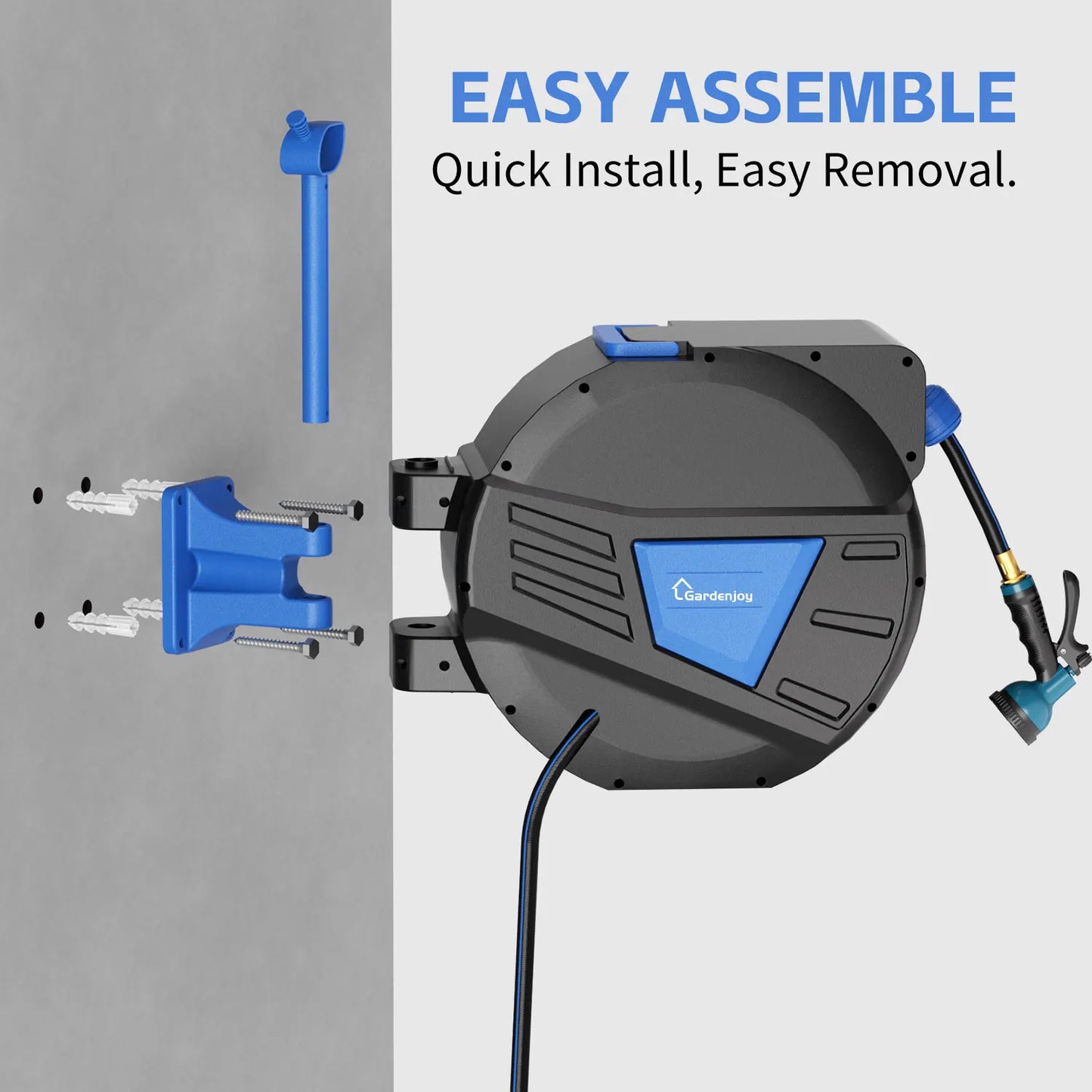 GardenJoy Retractable Hose Reel Wall Mount With Auto Lock