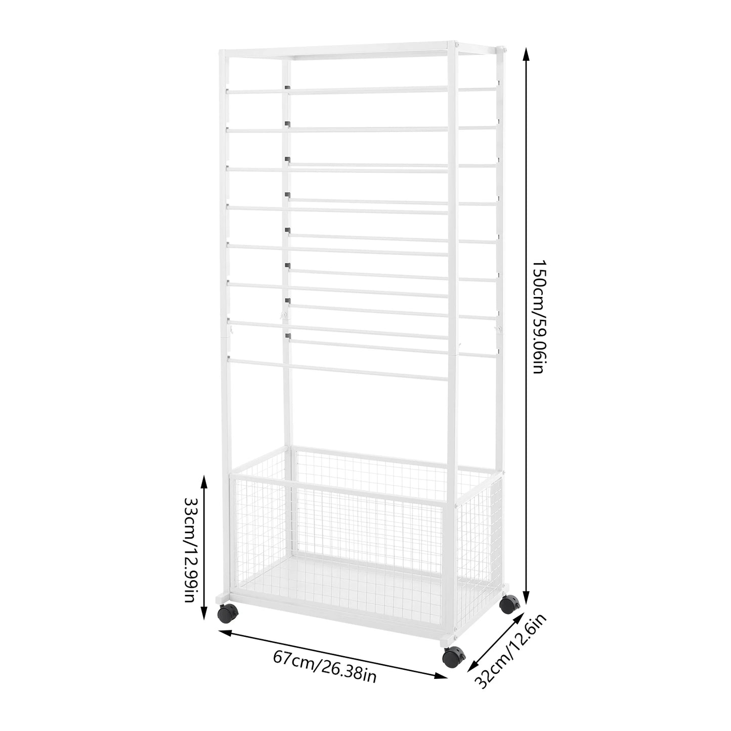 Ribbon Organizer Rack With Top Shelf And Storage Basket