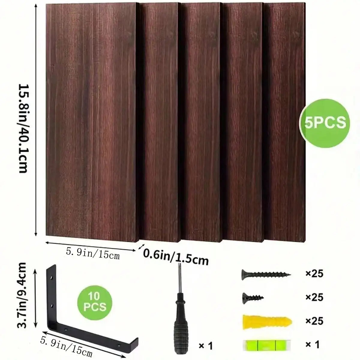 Christmas Room Decor Five Piece Equal Length Floating Wall Shelves