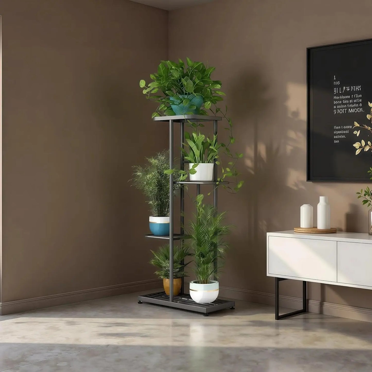 4-Tier Metal Plant Stand Indoor Outdoor Corner Shelf Garden Balcony