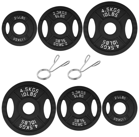 Classic Cast Iron Weight Plates Set 35 Lb for Barbell