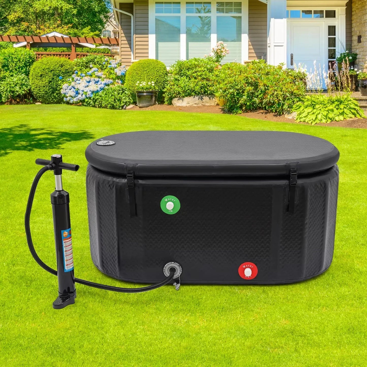 Bymaocar Inflatable Portable Hot And Ice Tub With Cover Heavy Duty PVC Spa Pool