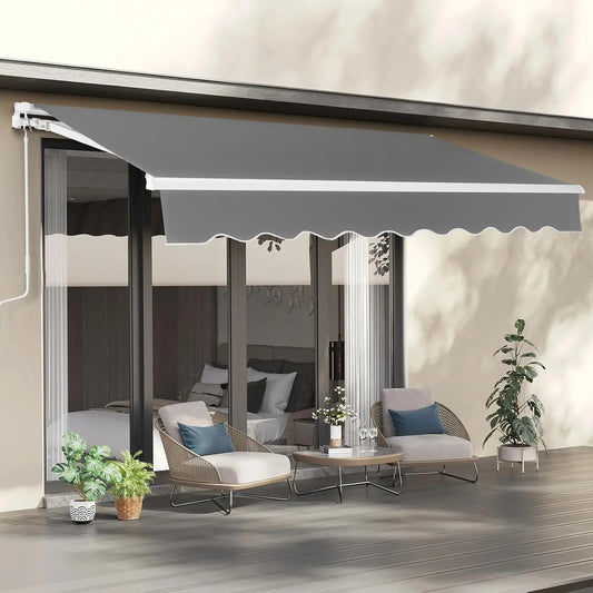 NONECN Retractable Patio Awning With Aluminum Frame And UV Protection