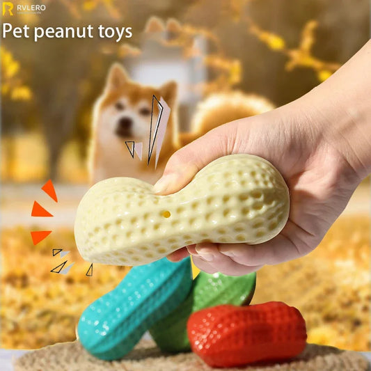 Peanut Shaped Dog Chew Toy Squeaking For Teeth Cleaning