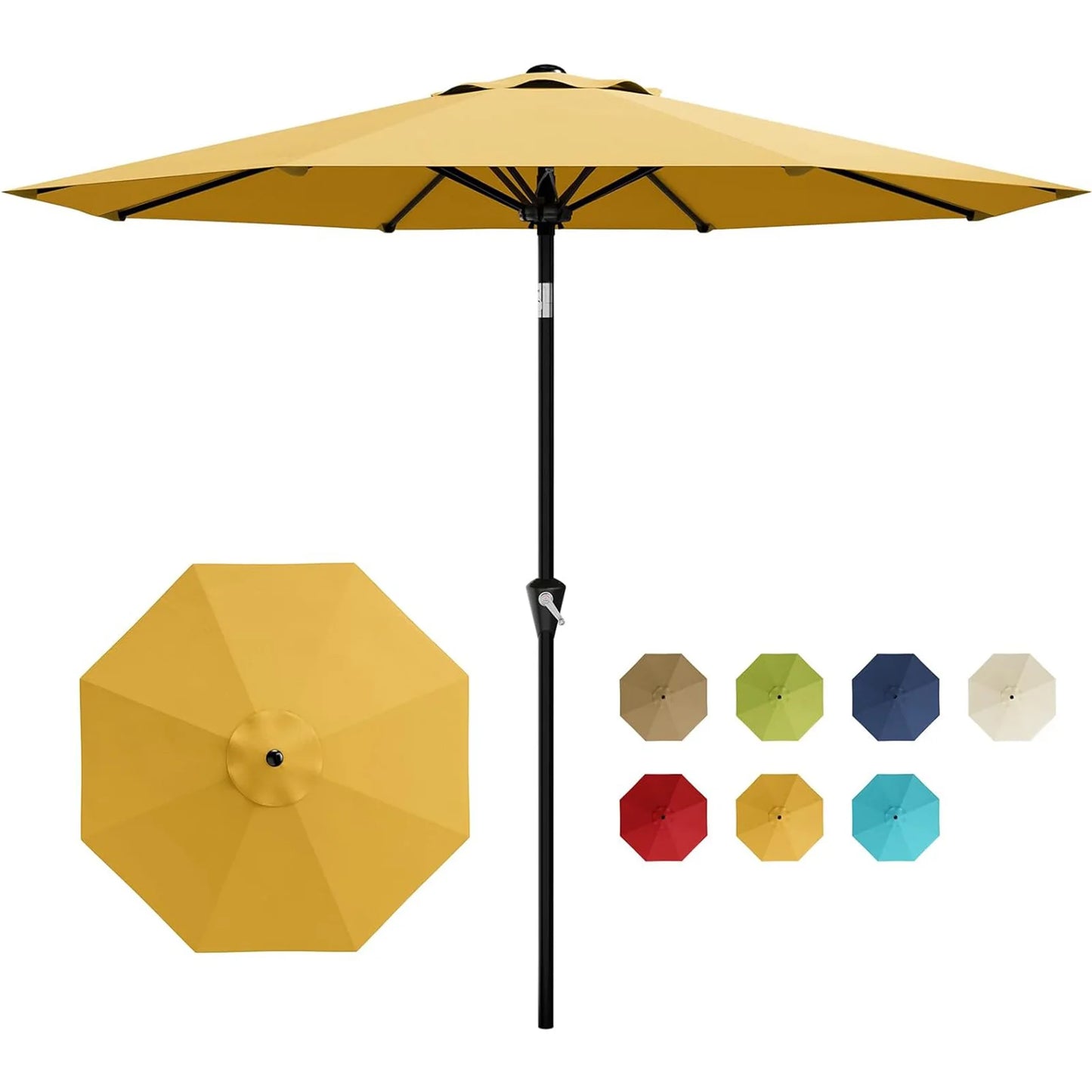 HiMISS Patio Umbrella With Crank Lift Tilt Sunshade Waterproof