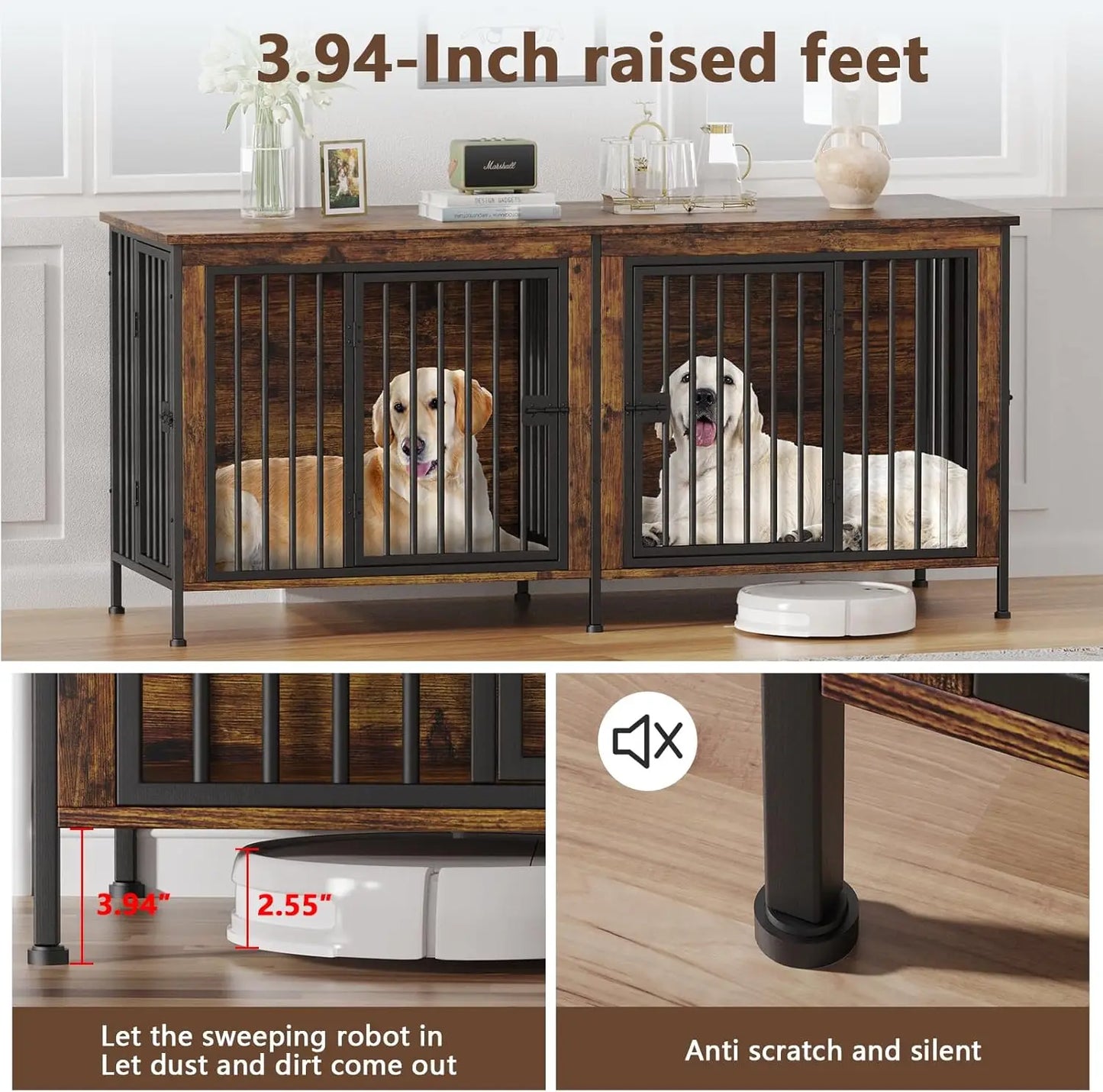 Heavy Duty Dog Crate Furniture Indoor Kennel TV Stand