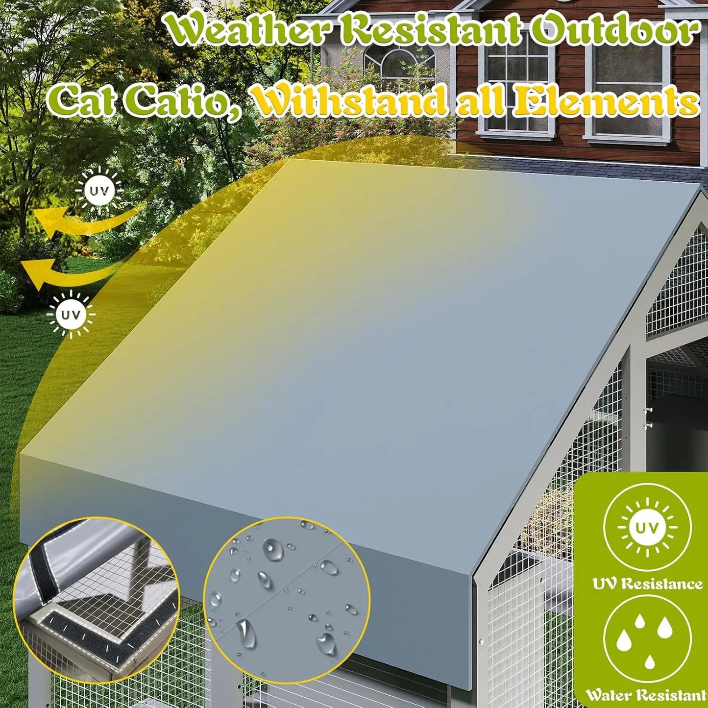 Outdoor Wooden Cat Enclosure With Weatherproof Roof For Multiple Cats
