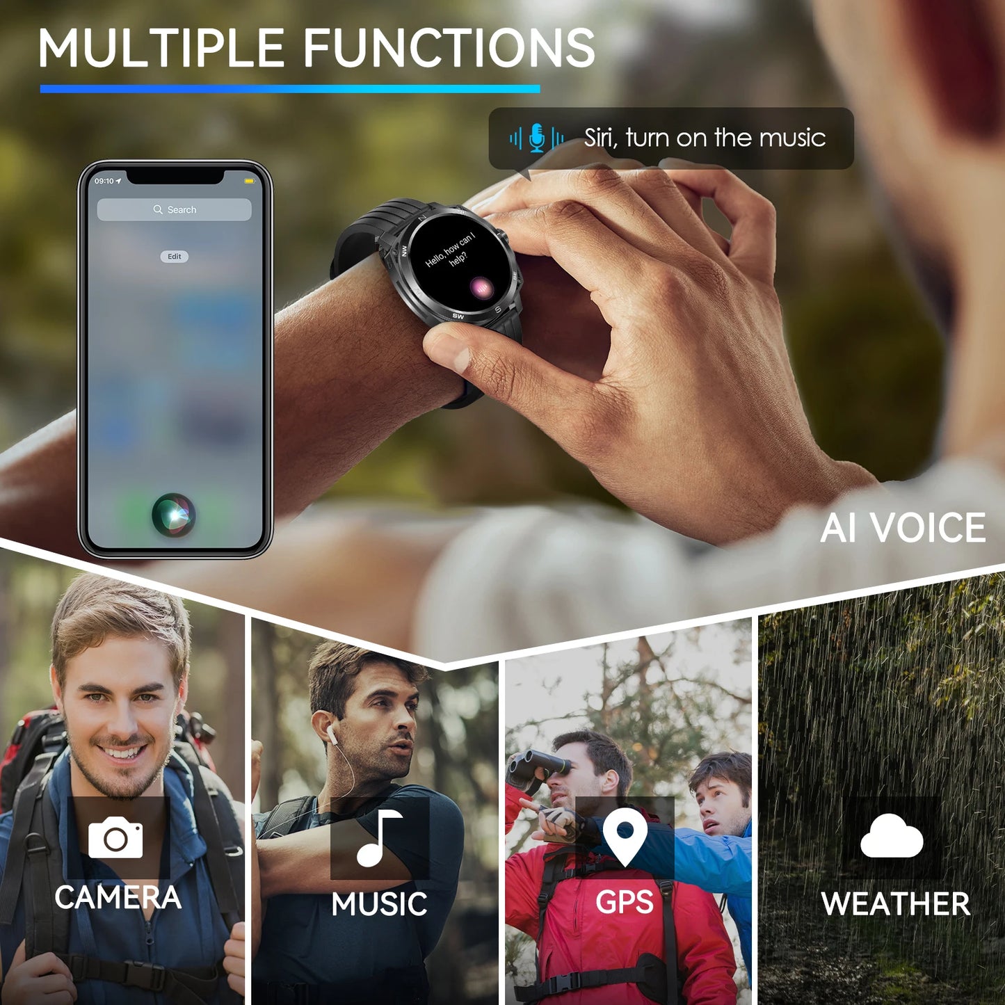 LaNikar Smart Watch With AMOLED Display And In-Ear Bluetooth Headset
