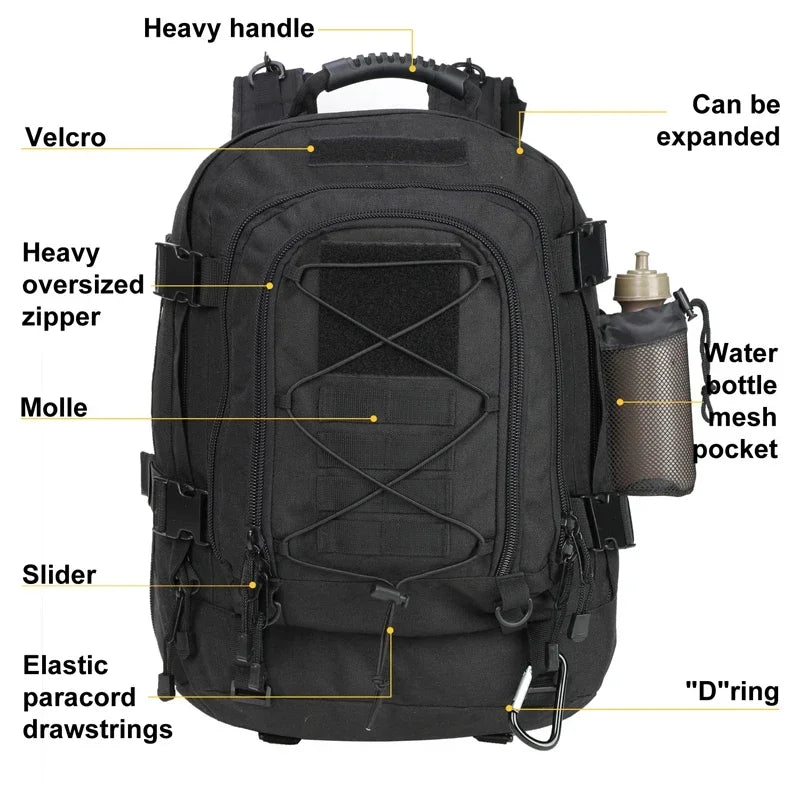 Q Tactical Backpack Unisex Water Resistant Hiking And Travel Laptop