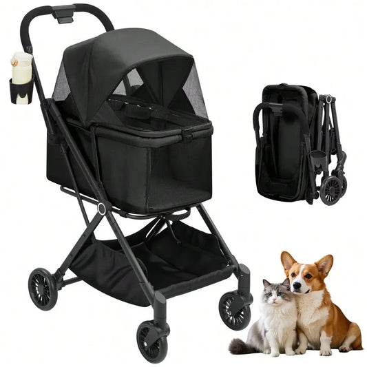 XMSJ Pet Stroller Foldable Travel Carrier For Cats And Dogs